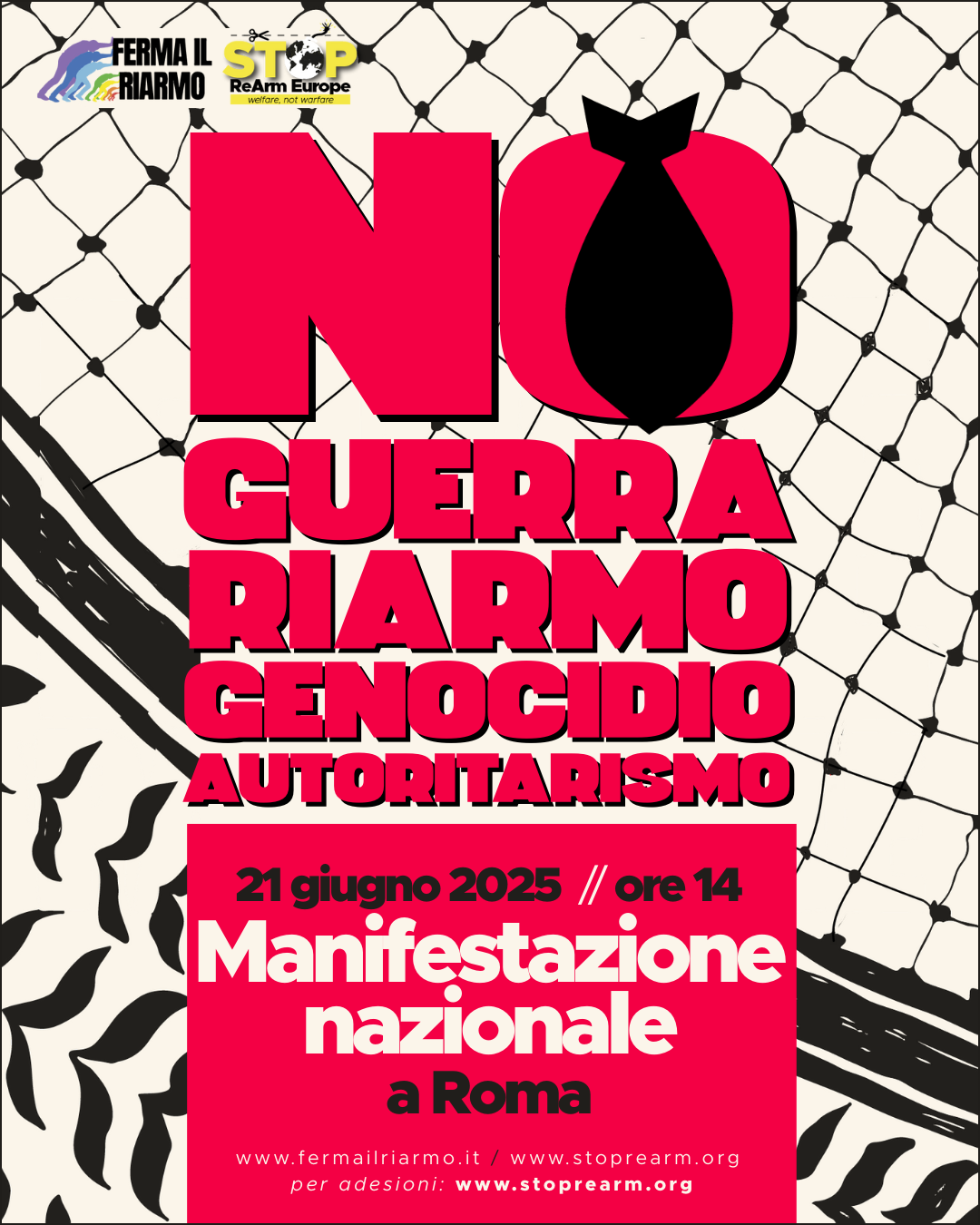 21 giugno: no guerra, riarmo, genocidio, autoritarismo