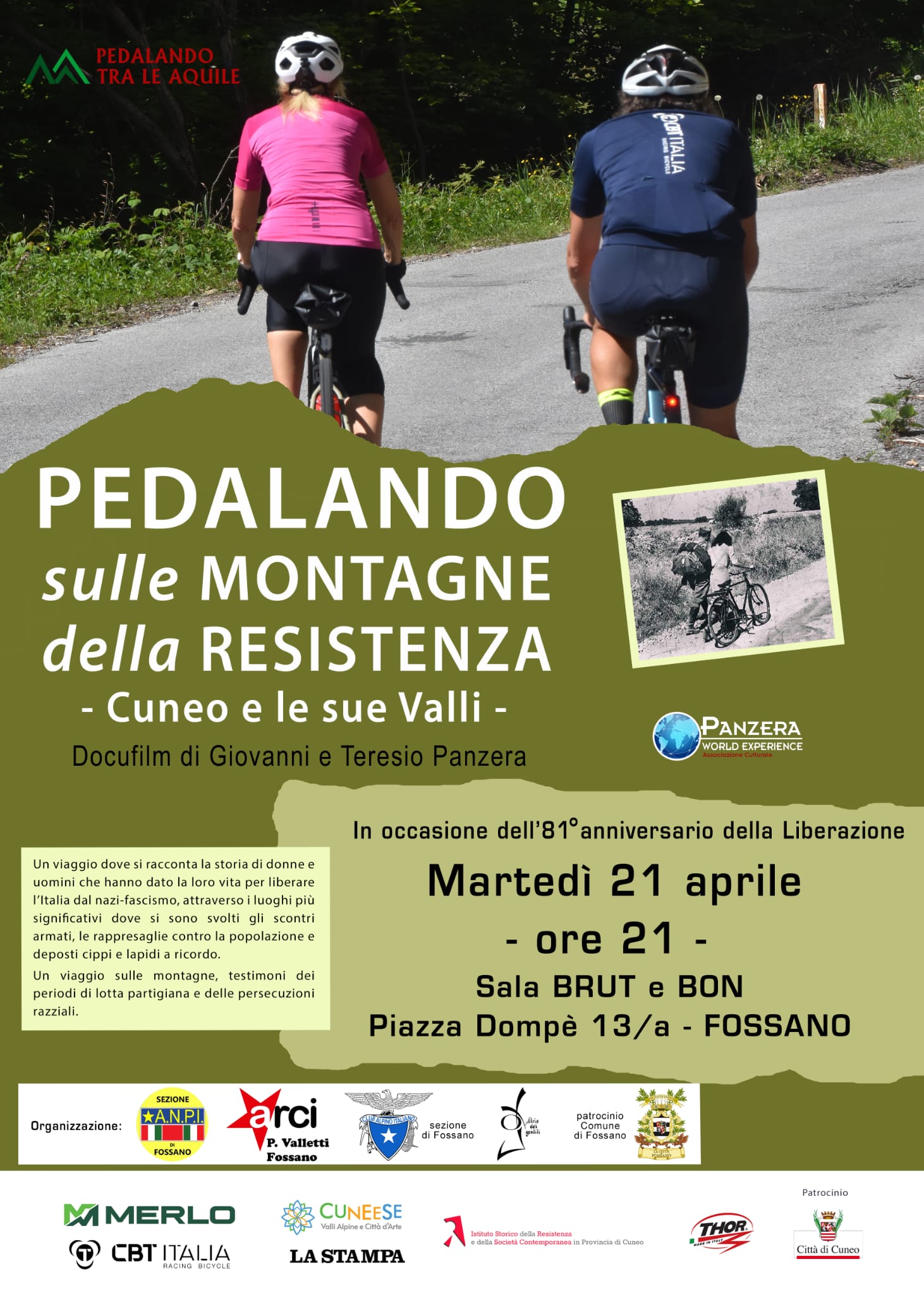 Proiezione Docufilm "Pedalando sulle Montagne della Resistenza. Cuneo e le sue Valli" di Giovanni e Teresio Panzera