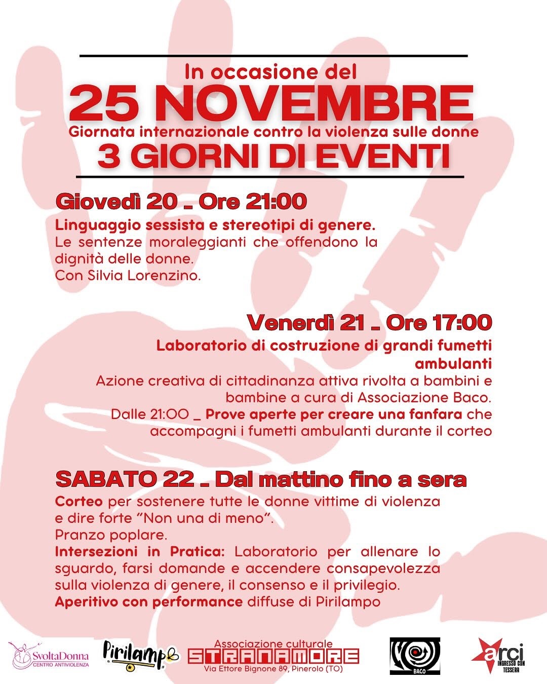 3 giorni di eventi al Circolo Stranamore di Pinerolo