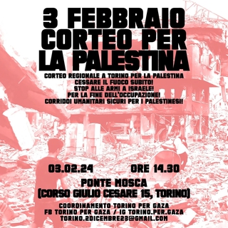 Manifestazione Regionale per la Palestina - sabato 3 febbraio, ponte Mosca - Torino