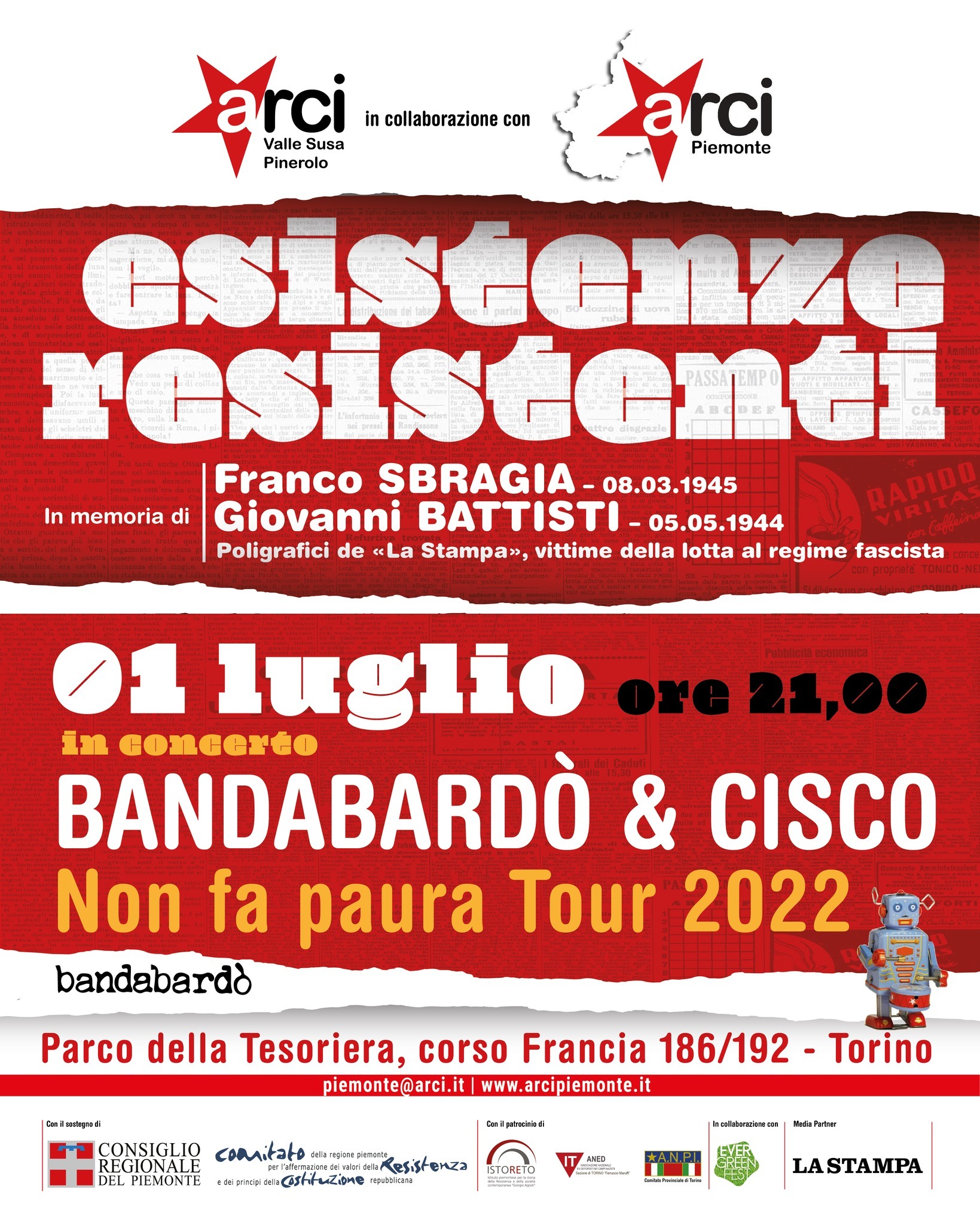 ESISTENZE RESISTENTI: 30 giugno - 1 luglio: evento con BANDABARDÒ & CISCO