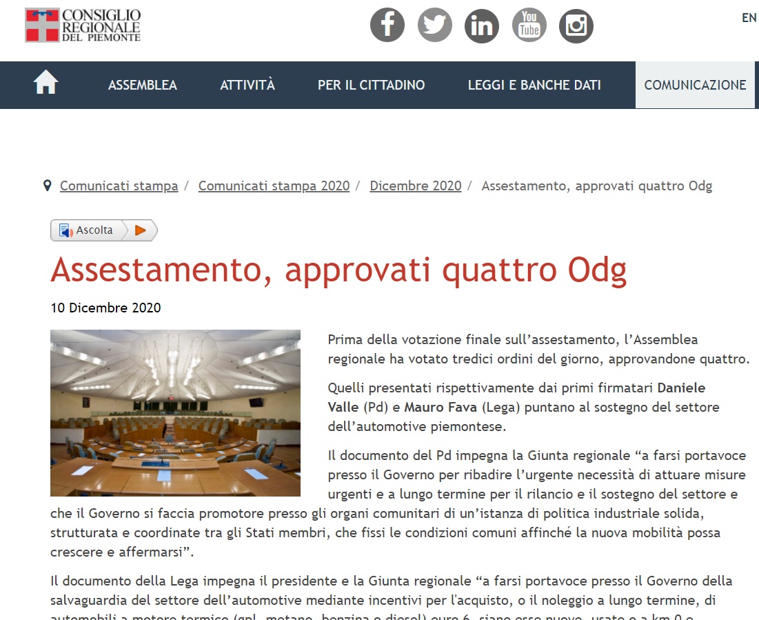 Il Consiglio regionale del Piemonte impegna la Giunta a supportare circoli e associazioni