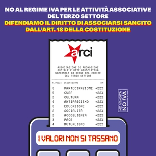 I Valori Non Si Tassano! Difendiamo il diritto di associarsi sancito dall'art.18 della Costituzione