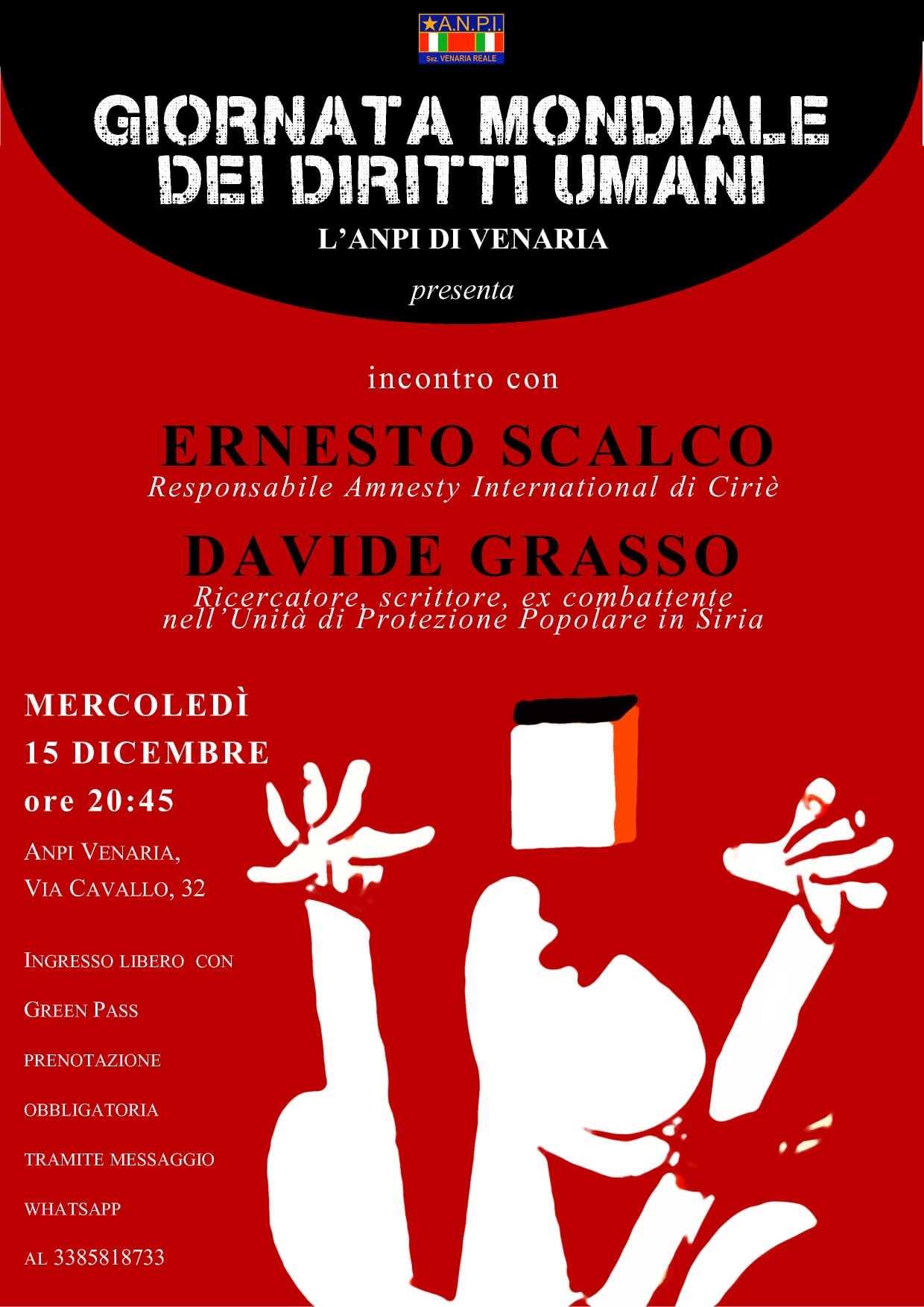 Giornata mondiale dei Diritti umani a Venaria: Incontro con Ernesto Scalco e Davide Grasso